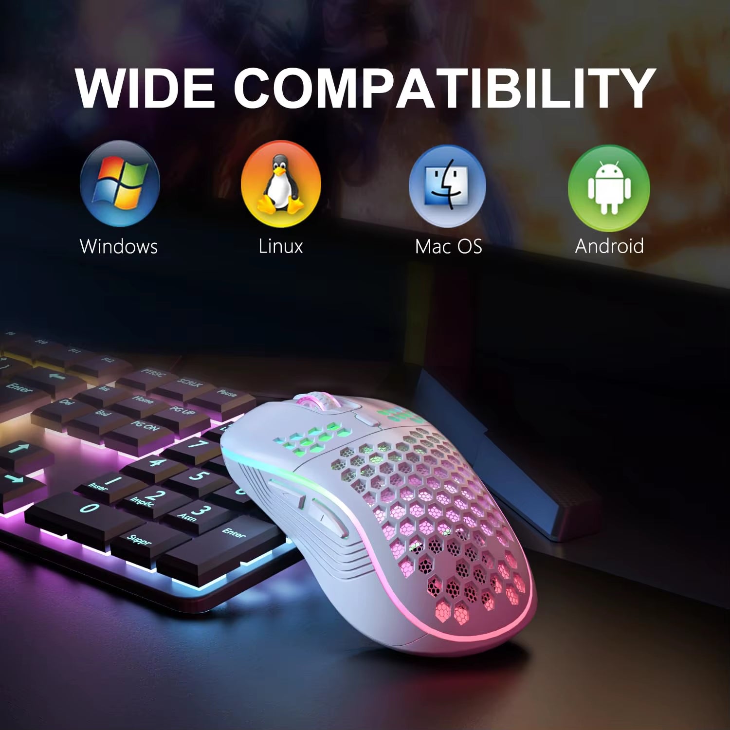 RGB Gaming Mouse - Wireless 2.4G with Honeycomb Design - Amazing Grace Alignment