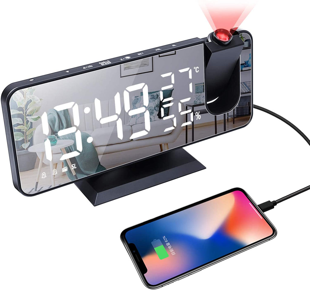 LED Projection Digital Alarm Clock Phone Charger - Amazing Grace Alignment