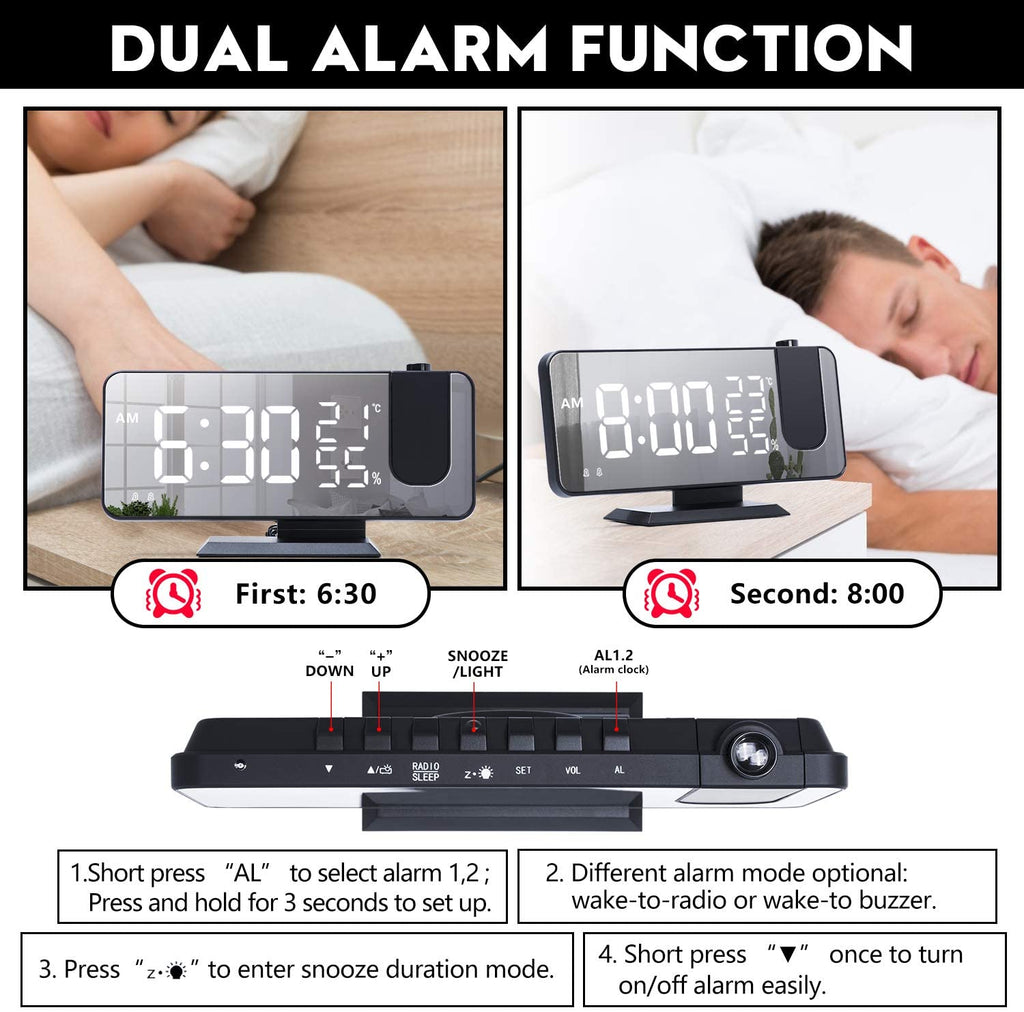 LED Projection Digital Alarm Clock Phone Charger - Amazing Grace Alignment