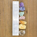 7 Chakra Engraved Selenite Polished Charging Bar - Amazing Grace Alignment