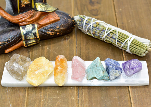 7 Chakra Engraved Selenite Polished Charging Bar - Amazing Grace Alignment