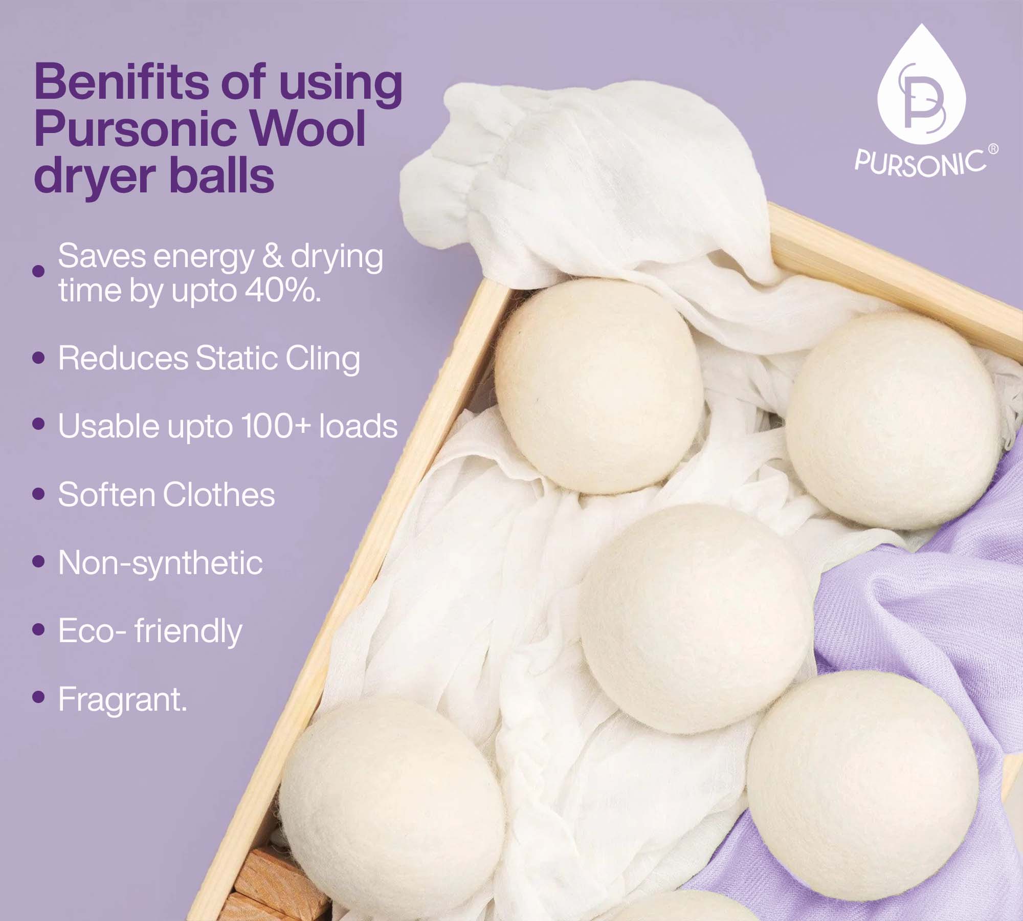 Wool Dryer Balls Bundle - Reusable Laundry Balls Made from Pure New Zealand Wool - Includes Lavender & Peppermint Oils - Amazing Grace Alignment