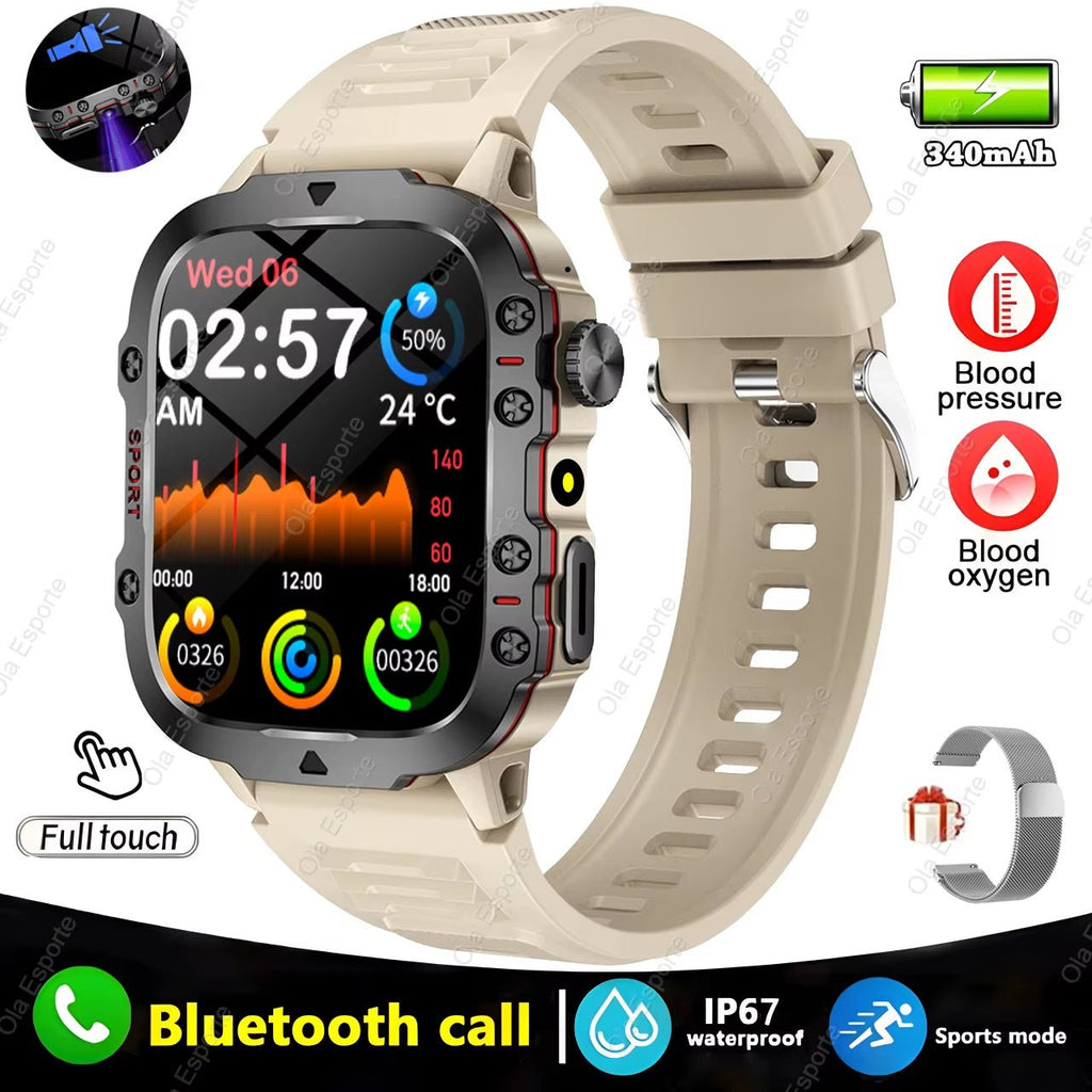 Men's Smartwatch with Flashlight - IP68 Waterproof Fitness Tracker - Amazing Grace Alignment