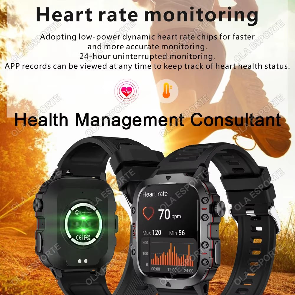 Men's Smartwatch with Flashlight - IP68 Waterproof Fitness Tracker - Amazing Grace Alignment