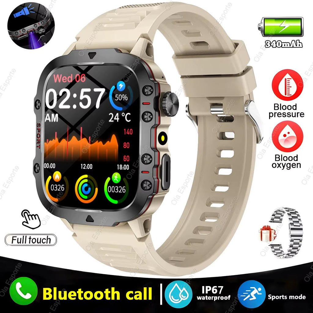 Men's Smartwatch with Flashlight - IP68 Waterproof Fitness Tracker - Amazing Grace Alignment