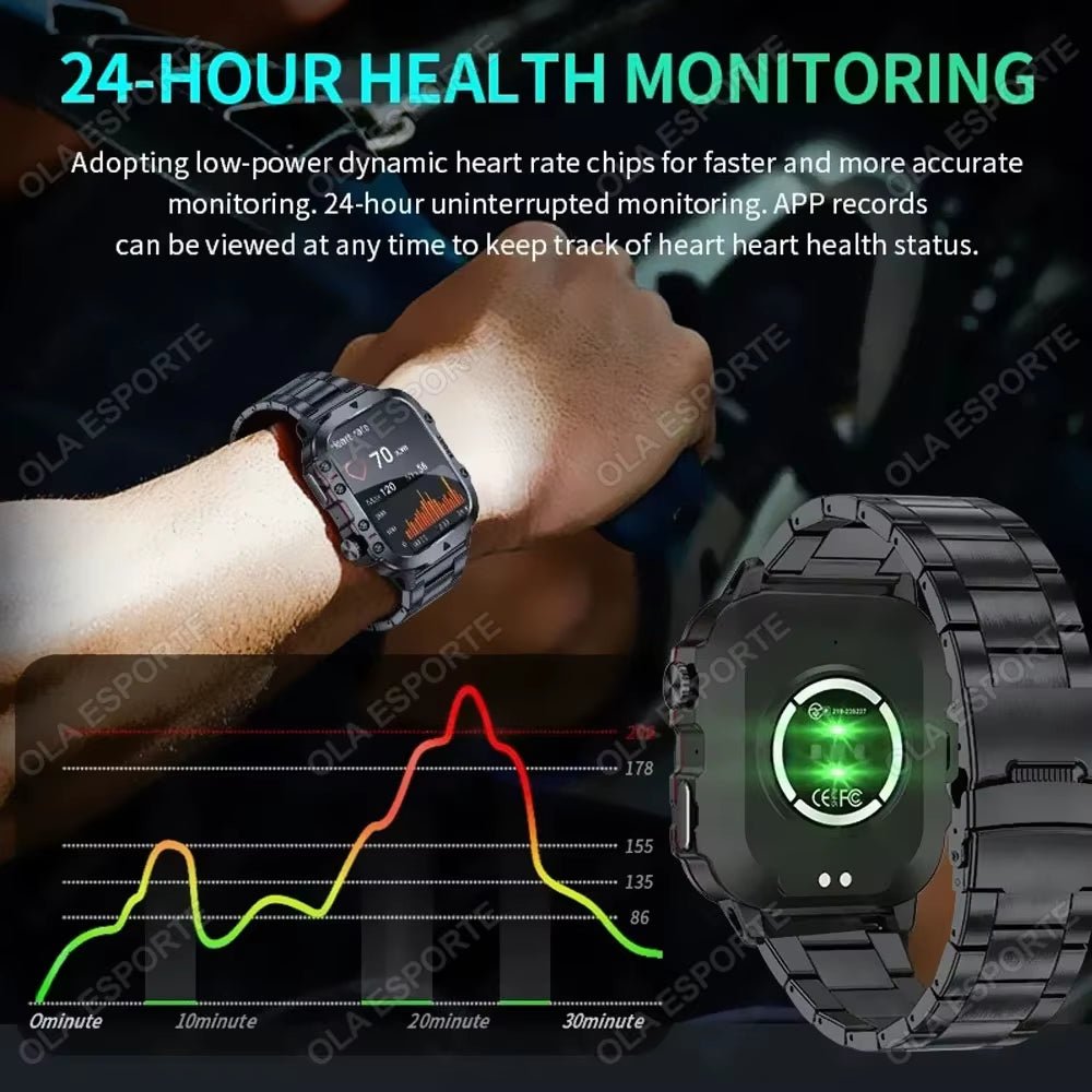 Men's Smartwatch with Flashlight - IP68 Waterproof Fitness Tracker - Amazing Grace Alignment