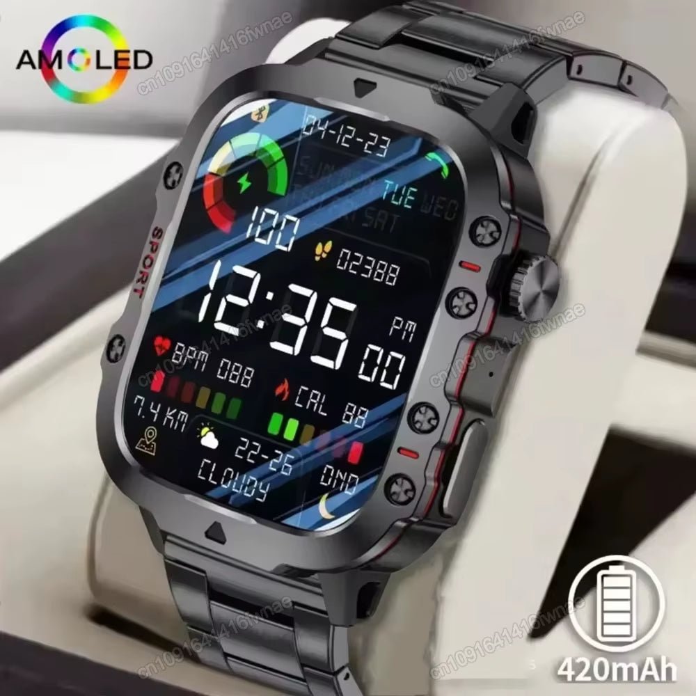Men's Smartwatch with Flashlight - IP68 Waterproof Fitness Tracker - Amazing Grace Alignment