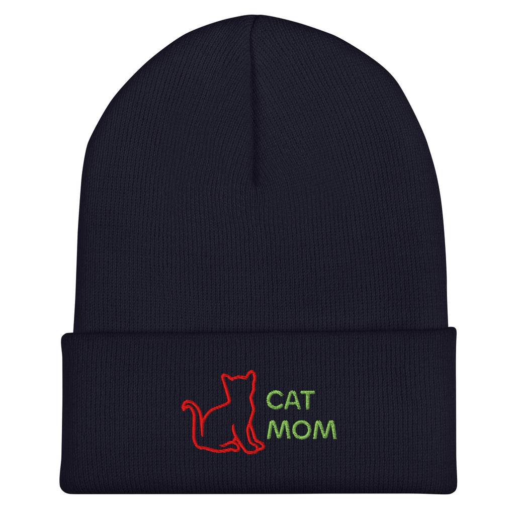 Cute Cat Mom Cuffed Beanie Designed by Grace W. - Amazing Grace Alignment