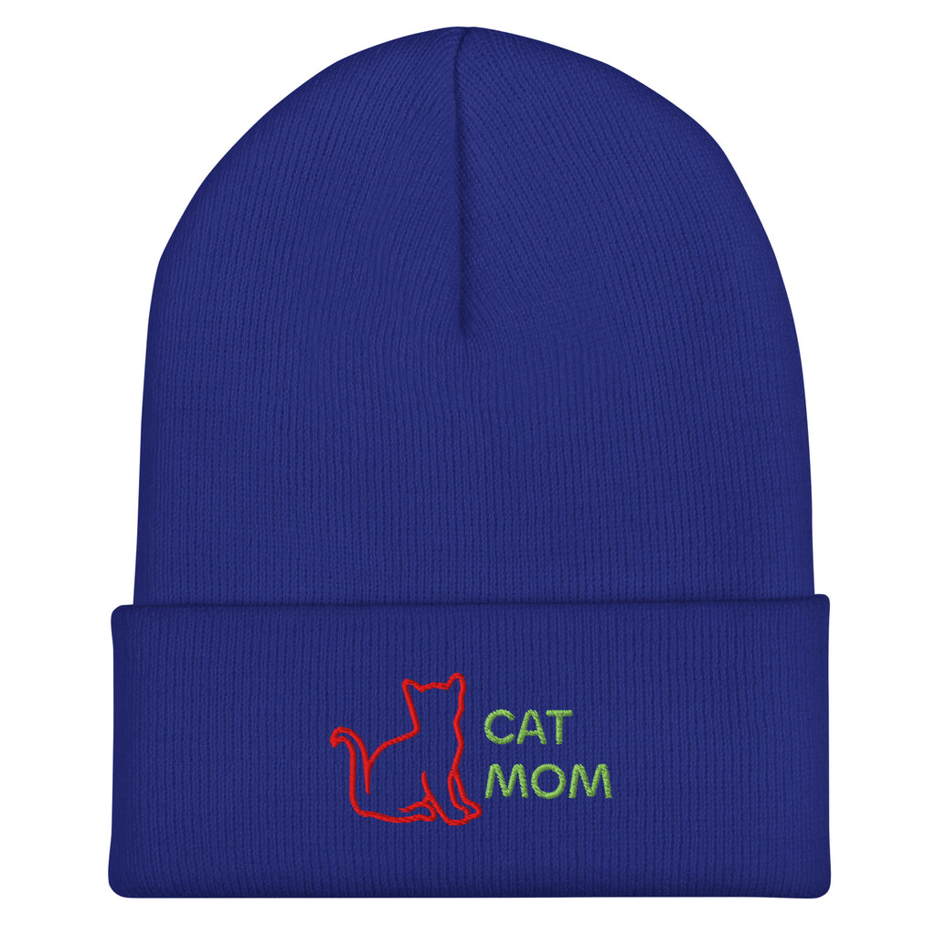 Cute Cat Mom Cuffed Beanie Designed by Grace W. - Amazing Grace Alignment