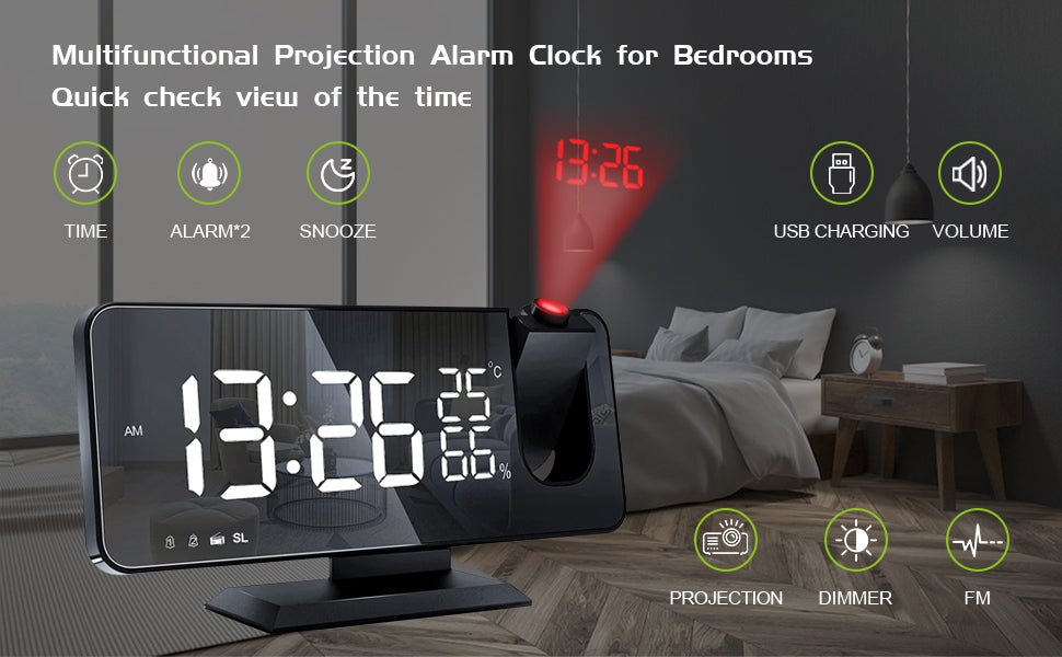 LED Projection Digital Alarm Clock Phone Charger - Amazing Grace Alignment