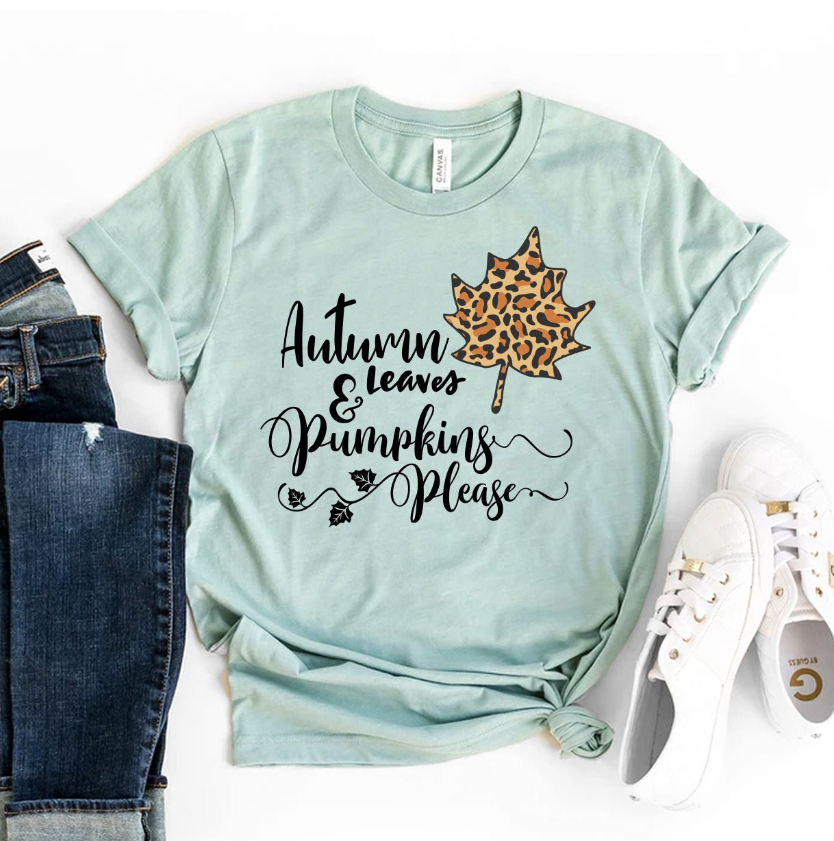 Autumn Leaves & Pumpkins Please T-shirt - Amazing Grace Alignment